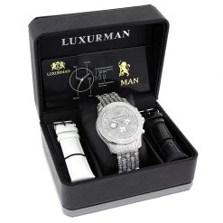 Iced Out Luxurman Men's Diamond Watch 1.25ct -Watch Store iced out watches luxurman mens diamond watch 125ct p 9286box