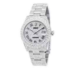 Iced-Out Ladies Diamond Rolex Datejust Watch 31mm 12ct
