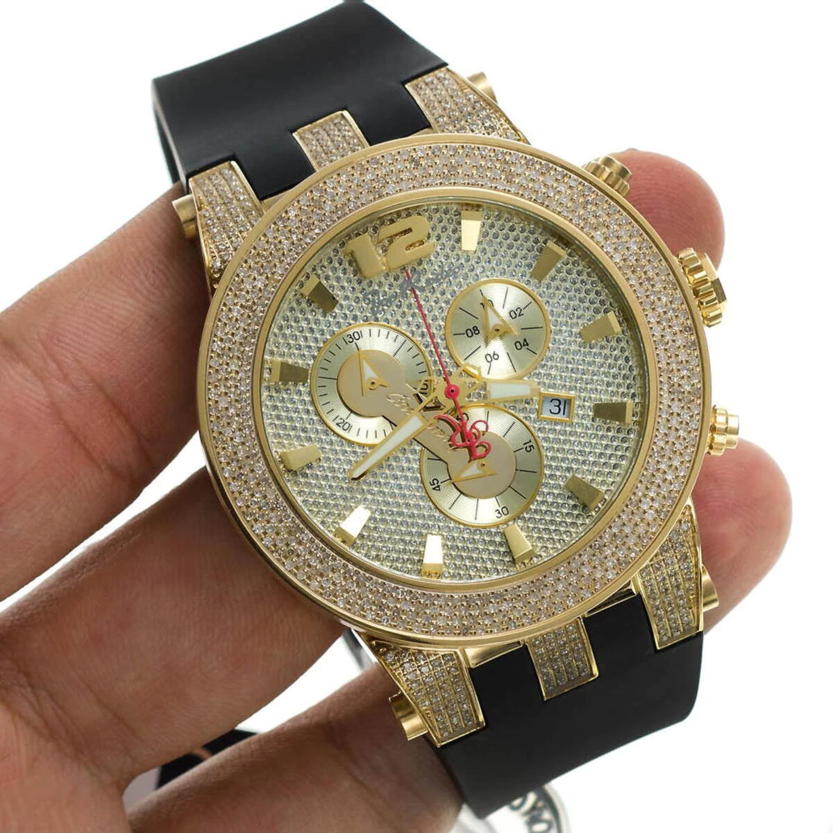 Iced Out Yellow Gold Plated Joe Rodeo Broadway Men's Diamond Watch 5 Carats 6 Iced Out Yellow Gold Plated Joe Rodeo Broadway Men's Diamond Watch 5 Carats - Image 6
