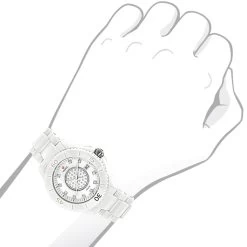 Icetime Stainless Steel & White Ceramic Case 0.15ct Ladies Diamonds Watch -Watch Store icetime stainless steel white ceramic case 015ct ladies diamonds watch bod