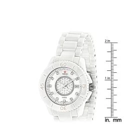 Icetime Stainless Steel & White Ceramic Case 0.15ct Ladies Diamonds Watch -Watch Store icetime stainless steel white ceramic case 015ct ladies diamonds watch ruler