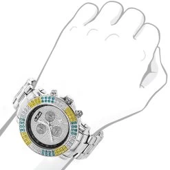 Joe Rodeo Junior Men's Diamond Watch White Yellow Blue Diamonds 4.3ct -Watch Store joe rodeo junior mens diamond watch white yellow blue diamonds 43ct bod