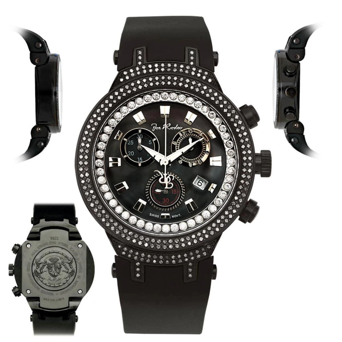 Joe Rodeo Master Men's Diamond Watch 2.20ct Black 6 Joe Rodeo Master Men's Diamond Watch 2.20ct Black - Image 6