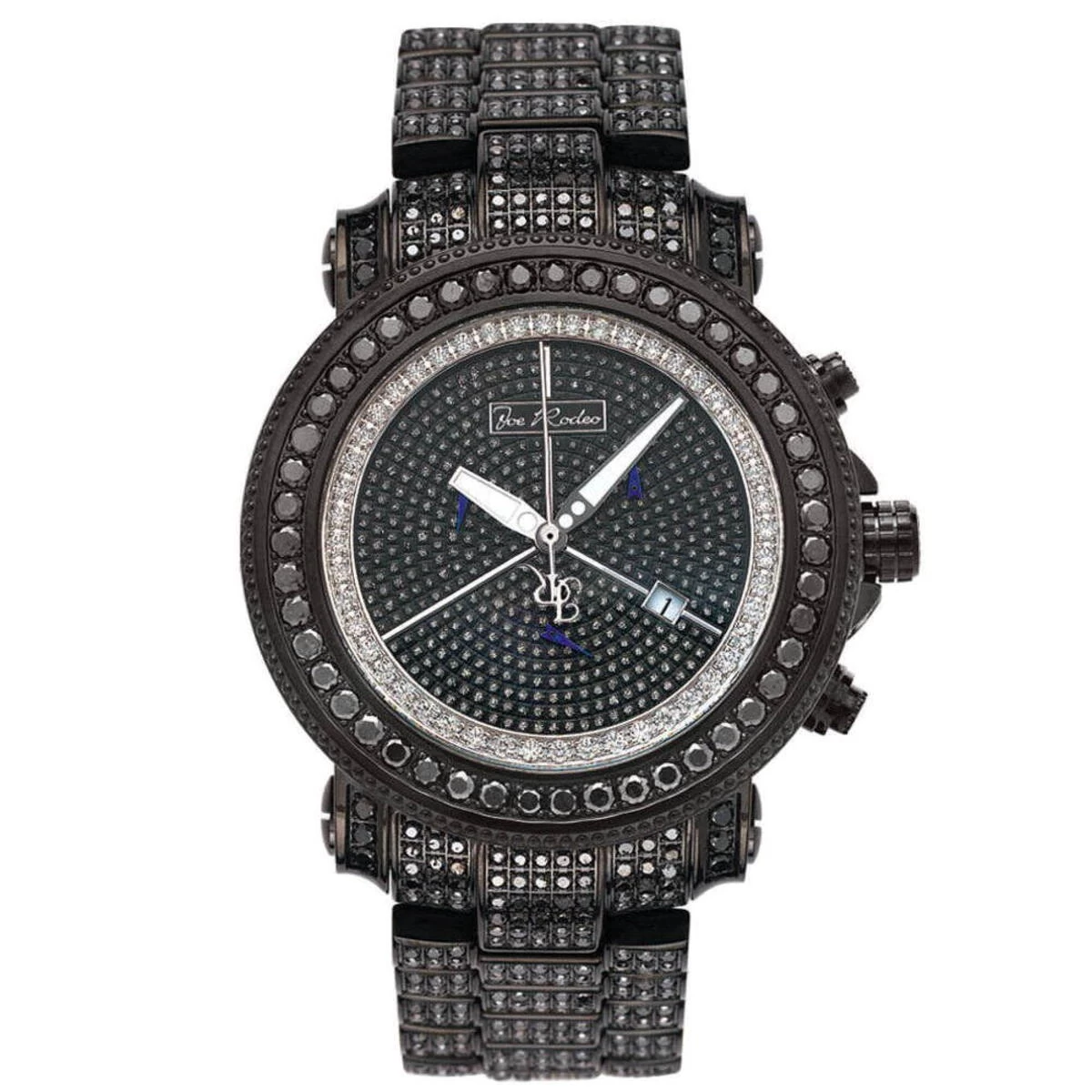 Joe Rodeo Men's Junior Black Diamond Watch 27ct 1 Joe Rodeo Men's Junior Black Diamond Watch 27ct