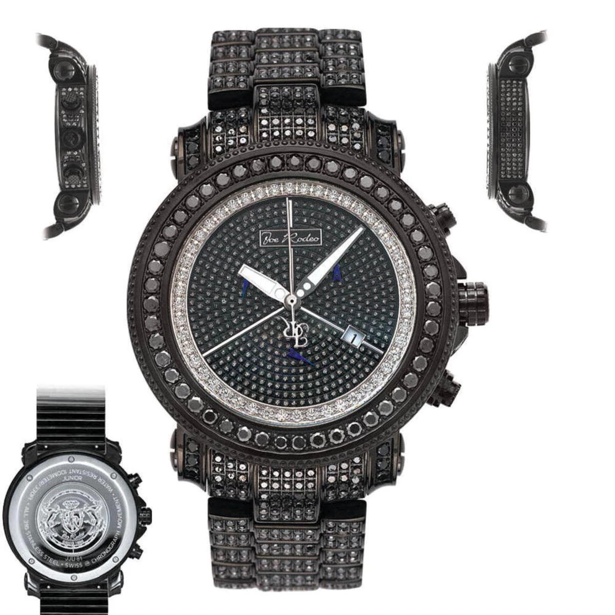 Joe Rodeo Men's Junior Black Diamond Watch 27ct 6 Joe Rodeo Men's Junior Black Diamond Watch 27ct - Image 6