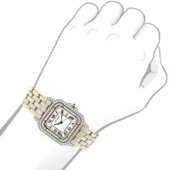 Cartier Women's Diamond Watch 27mm Panthere 18K Gold & Steel Two Tone -Watch Store ladies cartier panthere mini 18k gold steel two tone vintage diamond watch 1ct 3 1 1683075437