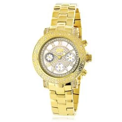 Ladies Diamond Watch 0.30 Ct Luxurman Yellow Gold Plated