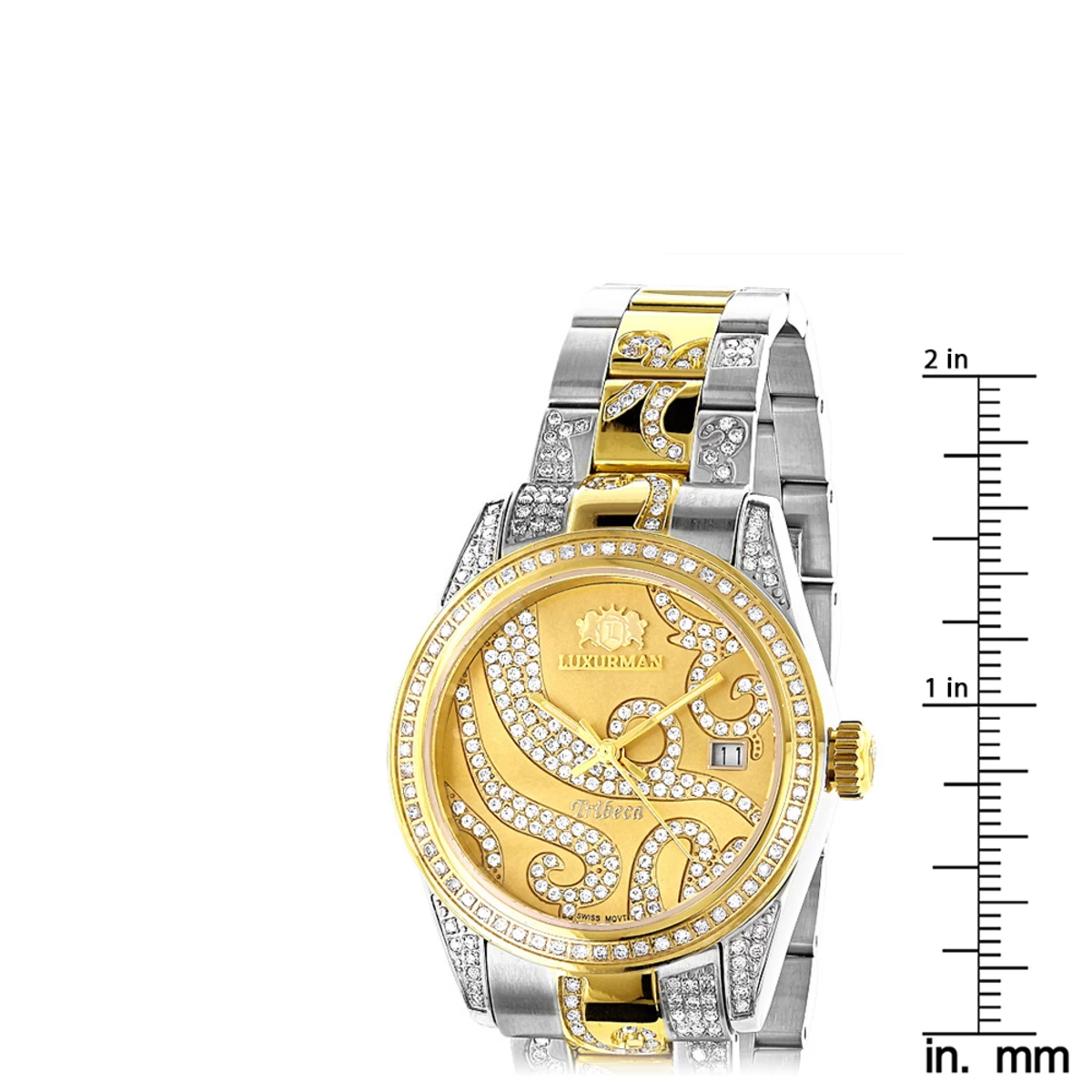 Ladies Diamond Watch 18k White Yellow Gold Pltd Two-Tone Luxurman Tribeca 6 Ladies Diamond Watch 18k White Yellow Gold Pltd Two-Tone Luxurman Tribeca - Image 6