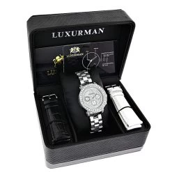 Ladies Diamond Watch 3ct Luxurman Diamond Watch -Watch Store ladies diamond watch 3ct luxurman diamond watch p 43369box