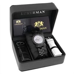Ladies Diamond Luxurman Black Diamond Watch 2.15 Carats -Watch Store ladies diamond watches luxurman black diamond watch 215 carats box