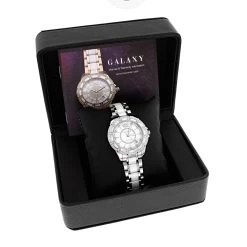 Ladies Diamond Luxurman White Ceramic Watch 1.25ct MOP Galaxy -Watch Store ladies diamond watches luxurman white ceramic watch 125ct mop galaxybox