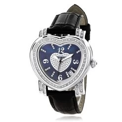 Ladies Diamond Watch Luxurman Blue Heart