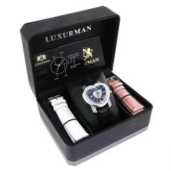 Ladies Diamond Watch Luxurman Blue Heart -Watch Store ladies floating diamond watch luxurman blue heart p 35229box