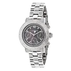 Ladies Genuine Diamond Watch By LUXURMAN 0.3ct Black MOP