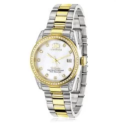 Ladies Luxurman Tribeca Two Tone Yellow Gold Plated Diamond Watch 1.5ct