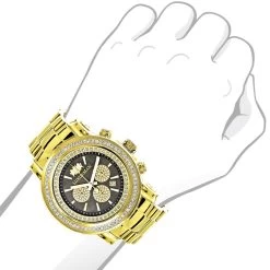 Large Diamond Bezel Watch 2.5ct Luxurman Escalade Yellow Gold Plated 7 Large Diamond Bezel Watch 2.5ct Luxurman Escalade Yellow Gold Plated -Watch Store large diamond bezel watch 25ct luxurman escalade yellow gold plated bod