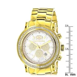 Large Diamond Bezel Watch For Men Yellow Gold Plated 2.5c Luxurman Escalade -Watch Store large diamond bezel watch for men yellow gold plated 25c luxurman escalade ruler