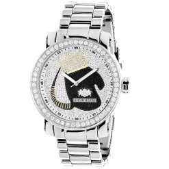 Large Diamond Men's Watch With Boxing Gloves 4 CT Luxurman Southpaw Edition