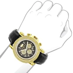 Large Luxurman Men's Watch With Diamonds 0.25ct Yellow Gold Plated Black MOP 7 Large Luxurman Men's Watch With Diamonds 0.25ct Yellow Gold Plated Black MOP -Watch Store large luxurman mens watch with diamonds 025ct yellow gold plated black mop bod
