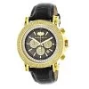 Large Luxurman Men's Watch With Diamonds 0.25ct Yellow Gold Plated Black MOP