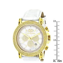 Large Luxurman Men's Watch 0.25ct Diamonds Yellow Gold Plated Escalade With Leather Bands -Watch Store large luxurman mens watch with diamonds 025ct yellow gold plated escalade 1 ruler