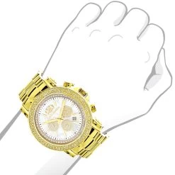 Large Luxurman Men's Watch With Diamonds 0.25ct Yellow Gold Plated Escalade 48mm 7 Large Luxurman Men's Watch With Diamonds 0.25ct Yellow Gold Plated Escalade 48mm -Watch Store large luxurman mens watch with diamonds 025ct yellow gold plated escalade bod