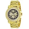 Large Luxurman Men's Watch With Diamonds 0.25ct Yellow Gold Plated W Chronograph