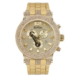 Joe Rodeo Broadway JRBR12 Oversized Men's Diamond Watch Yellow Goldtone 5ct
