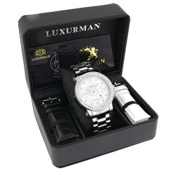 Large Men's Diamond Luxurman Phantom VS Diamonds Watch 4 Ct -Watch Store large mens diamond watches luxurman phantom vs diamonds watch 45ct box