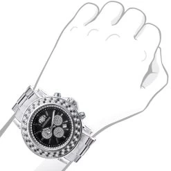 Luxurman Escalade Oversized 4 Carat White & Black Diamond Watch For Men -Watch Store large mens multicolor white yellow blue diamond watch 4ct luxurman escalade body 1 20220618