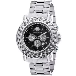 Luxurman Escalade Oversized 4 Carat White & Black Diamond Watch For Men