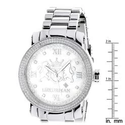 Large Diamond Watches For Men 0.12ct Luxurman Phantom White MOP -Watch Store limited edition luxurman mens diamond watch 012ct ruler