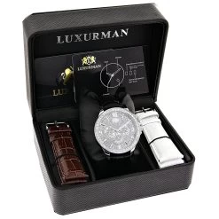 Luxurman 3ct Men's Diamond Watch -Watch Store luxurman 2ct mens diamond watch p 44052box