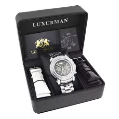 Luxurman Big Diamond Watch For Men 2.5ct Black MOP Escalade W Chronograph -Watch Store luxurman big diamond watch for men 25ct black mop escalade w chronograph box white 20221011