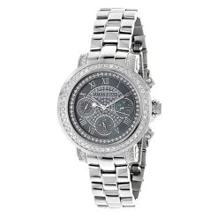 Luxurman Diamond Plated Platinum Watch 2ct
