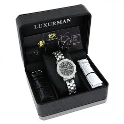 Luxurman Diamond Plated Platinum Watch 2ct -Watch Store luxurman diamond watches ladies steel bracelet watch 2ct p 49200box