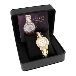 Luxurman Ladies Diamond White Ceramic Watch 1.25ct White MOP Galaxy Yellow Gold 10 Luxurman Ladies Diamond White Ceramic Watch 1.25ct White MOP Galaxy Yellow Gold -Watch Store luxurman ladies diamond ceramic watch 125ct white mop galaxy yellow gold box