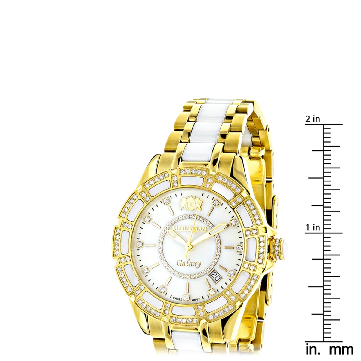 Luxurman Ladies Diamond White Ceramic Watch 1.25ct White MOP Galaxy Yellow Gold 6 Luxurman Ladies Diamond White Ceramic Watch 1.25ct White MOP Galaxy Yellow Gold - Image 6