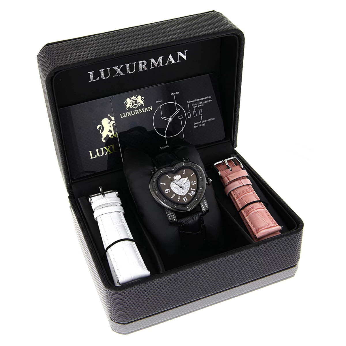 Luxurman Ladies Diamond Heart Watch 0.25ct Black MOP 4 Luxurman Ladies Diamond Heart Watch 0.25ct Black MOP - Image 4