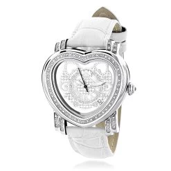 Luxurman Ladies Diamond Heart Watch 0.30ct White