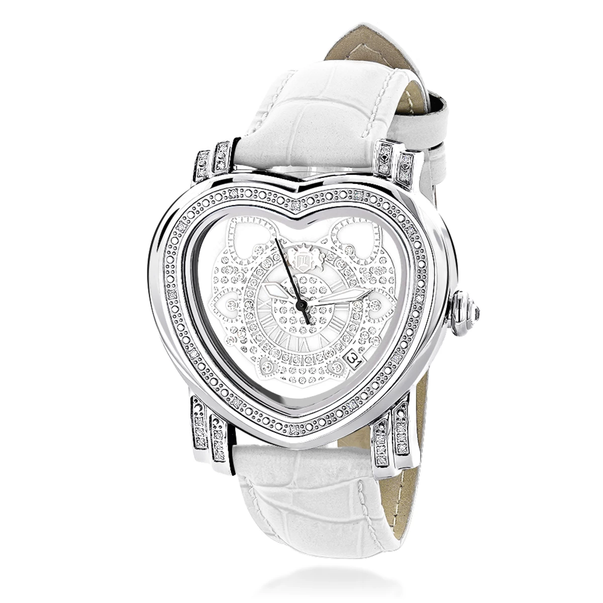 Luxurman Ladies Diamond Heart Watch 0.30ct White 1 Luxurman Ladies Diamond Heart Watch 0.30ct White