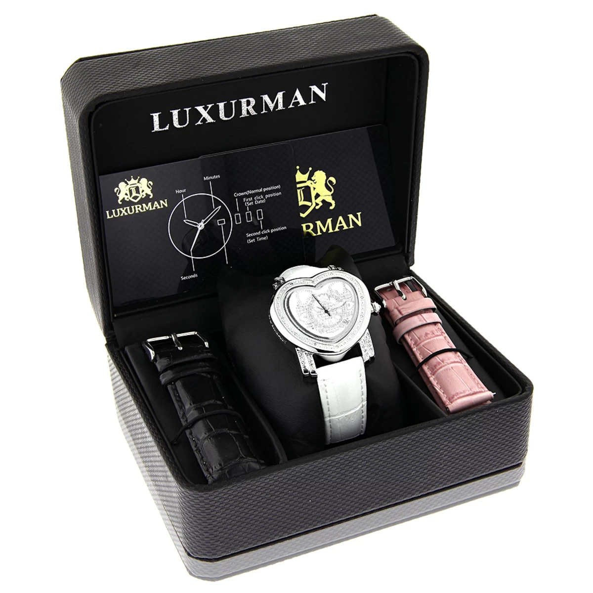 Luxurman Ladies Diamond Heart Watch 0.30ct White 4 Luxurman Ladies Diamond Heart Watch 0.30ct White - Image 4