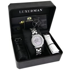 Luxurman Ladies Diamond Watch 0.3ct Pink MOP Oversized Women's Watch -Watch Store luxurman ladies diamond watch 030ct pink p 43229box
