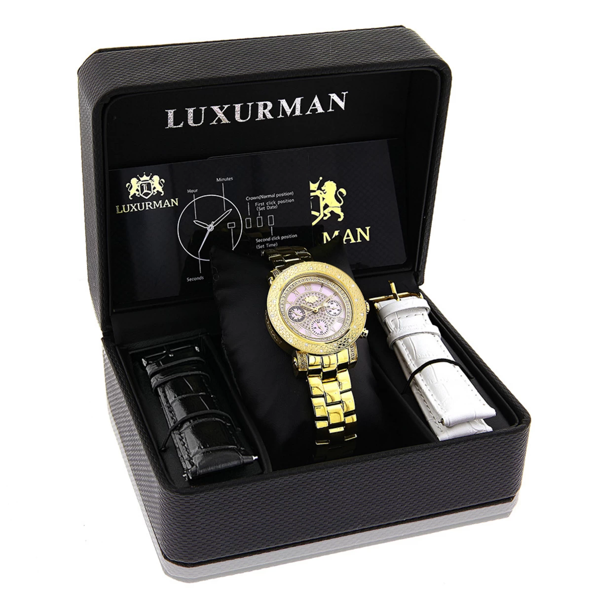 Luxurman Ladies Diamond Watch 0.3ct Pink MOP Yellow Gold Plated 4 Luxurman Ladies Diamond Watch 0.3ct Pink MOP Yellow Gold Plated - Image 4