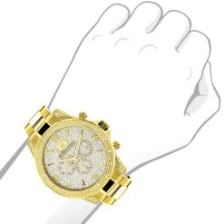 Luxurman Liberty Men's Diamond Watch 0.5ct Yellow Gold Plated -Watch Store luxurman liberty mens diamond watch 05ct yellow gold plated 3