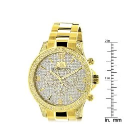 Luxurman Liberty Men's Diamond Watch 0.5ct Yellow Gold Plated -Watch Store luxurman liberty mens diamond watch 05ct yellow gold plated ruler