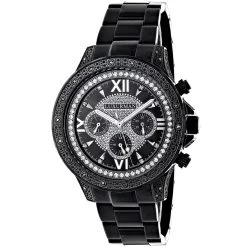 Luxurman Men's Black Diamond Watch 0.5ct