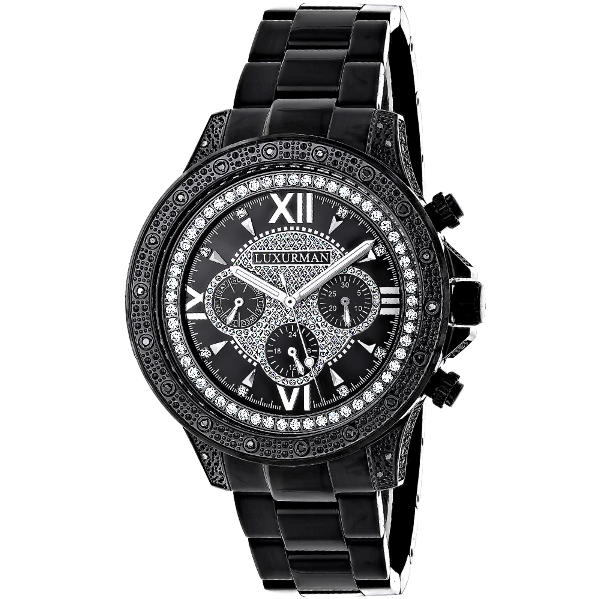 Luxurman Men's Black Diamond Watch 0.5ct 1 Luxurman Men's Black Diamond Watch 0.5ct