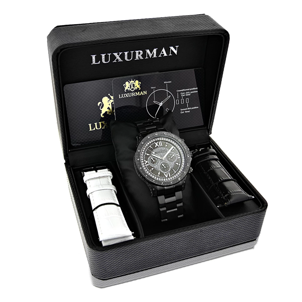 Luxurman Men's Black Diamond Watch 0.5ct 4 Luxurman Men's Black Diamond Watch 0.5ct - Image 4
