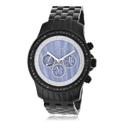 Luxurman Men's Black Diamond Watch 2.25ct Blue MOP